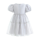Gray Eveline Puff-Sleeve Dress
