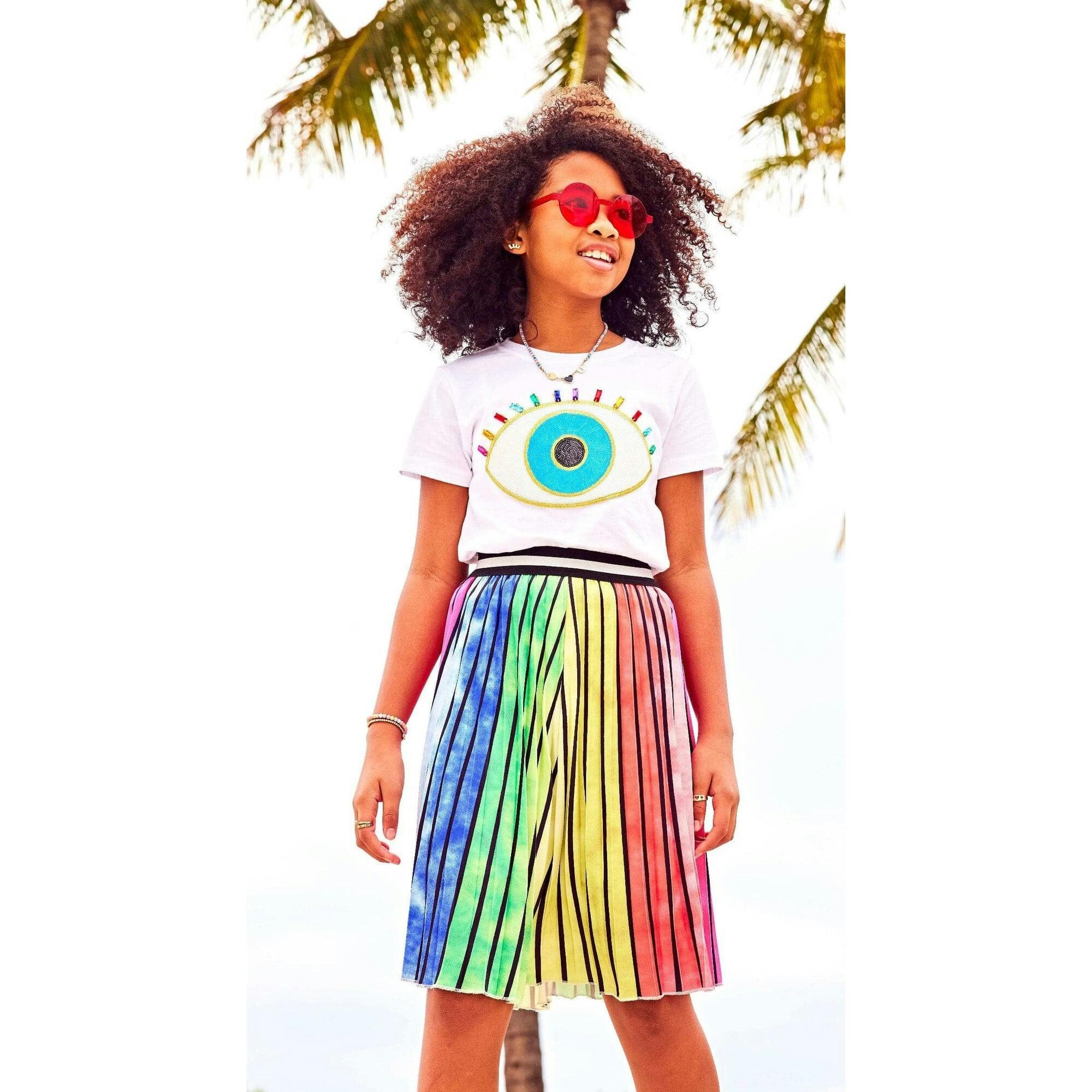 Ombre Stripe Midi Skirt
