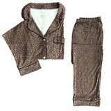 Women's Long Sleeve Pajama Set in Chocolate Leopard