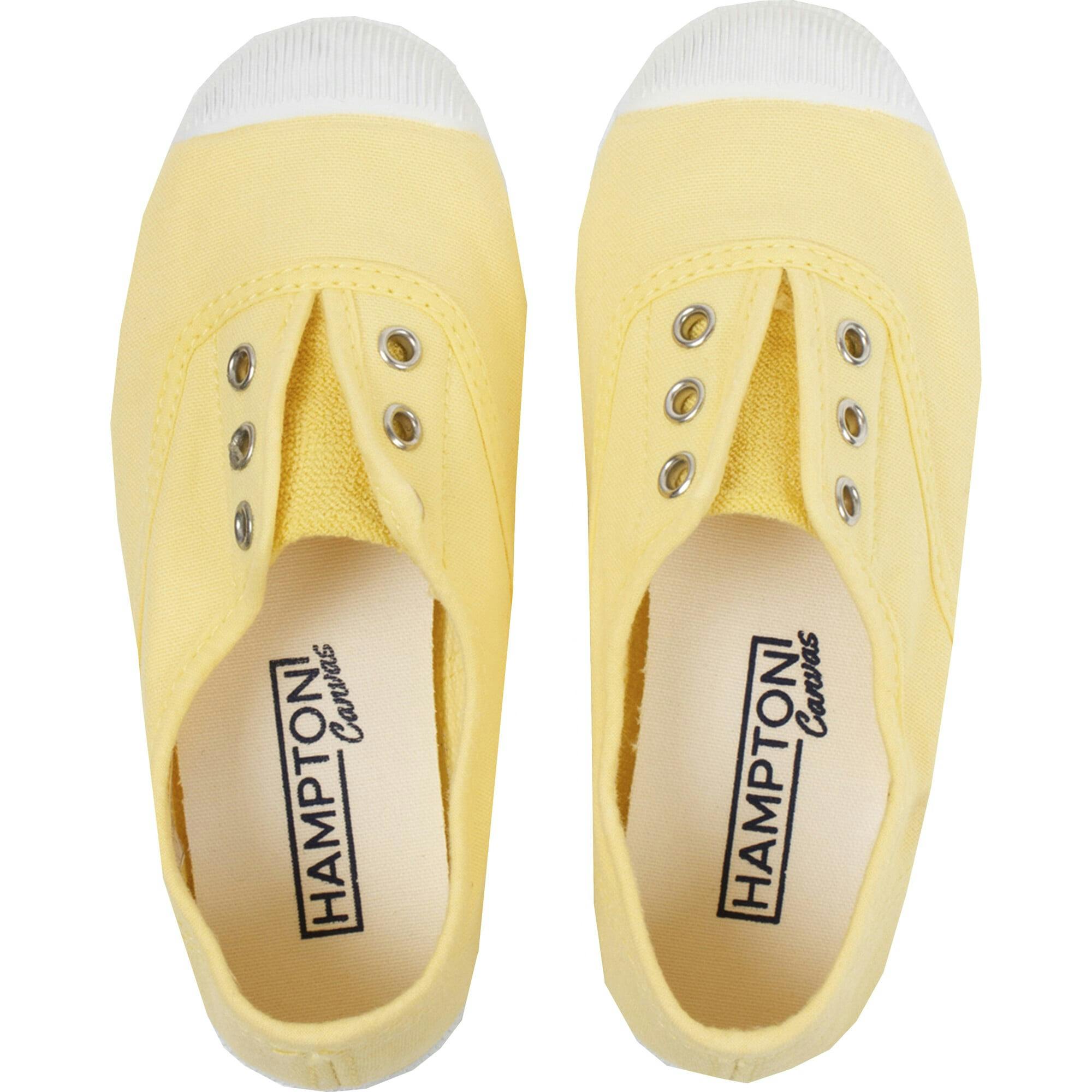 Hampton Canvas Plum Plimsolls in Lemon