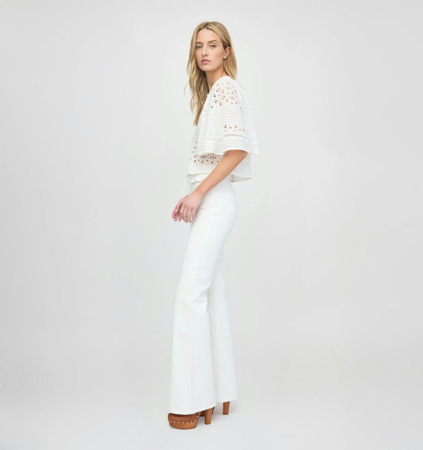 The Meadow Top - White Floral Broderie