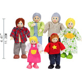 Caucasion Happy Family Dollhouse Playset with 6 Dolls