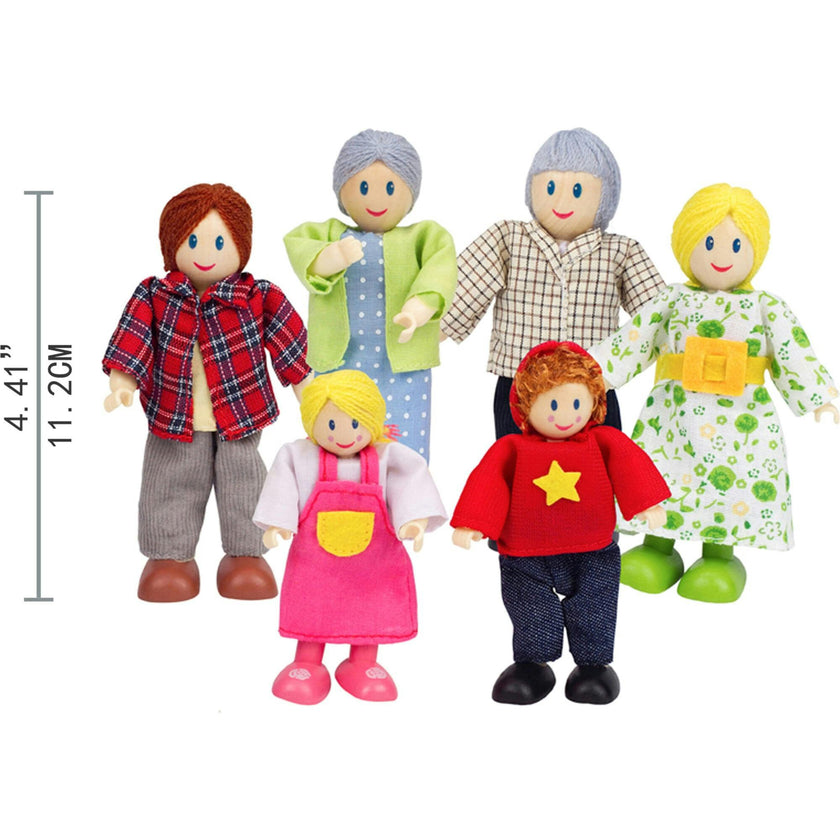 Caucasion Happy Family Dollhouse Playset with 6 Dolls