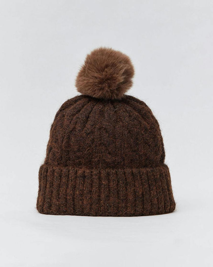 Alpine Cable Beanie with Pom