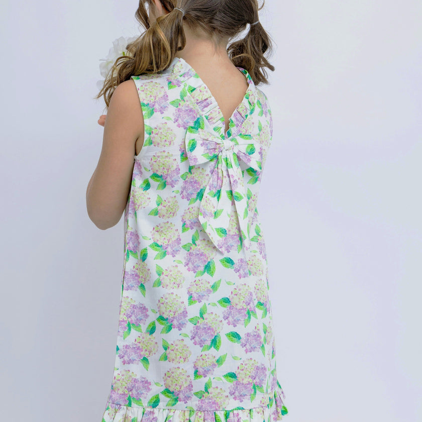 Hydrangeas Shift Dress with Back Bow