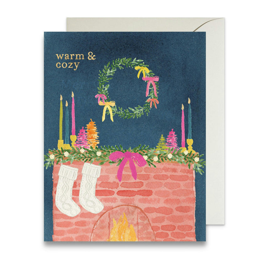 Warm & Cozy Holiday Mantel Greeting Card