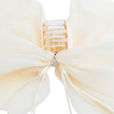 Ivory Chiffon Bow Claw Clip with Rhinestone Center