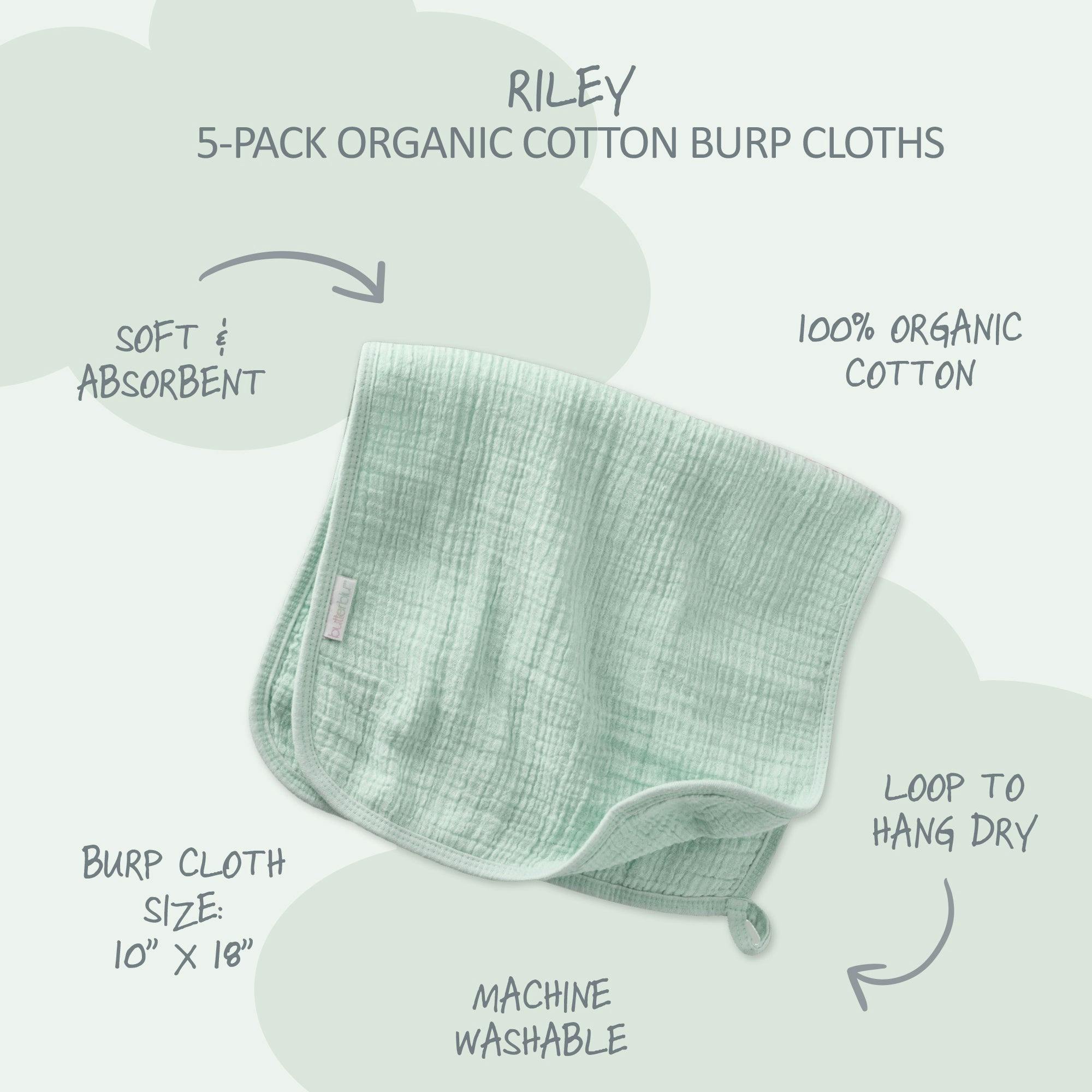 RILEY 5-Pack Crinkle Muslin Burp Cloths
