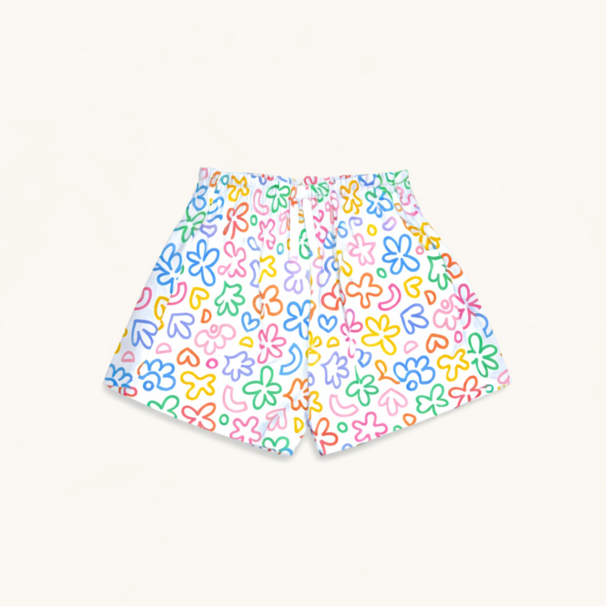 Day Short in Rainbow Doodle