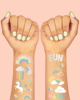 Rainbow Glitter Tattoos - 46 temporary tattoos