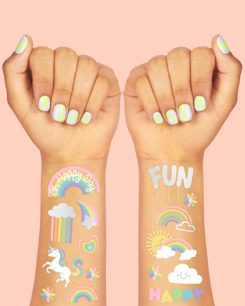 Rainbow Glitter Tattoos - 46 temporary tattoos