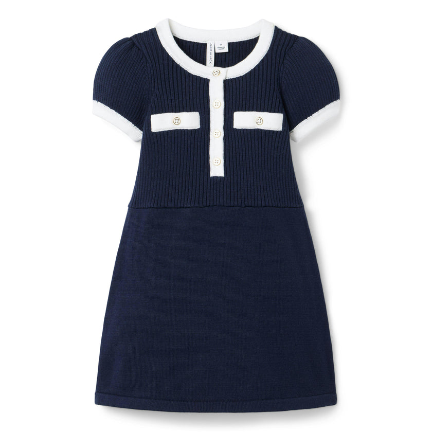 The Button Sweater Dress, navy blue