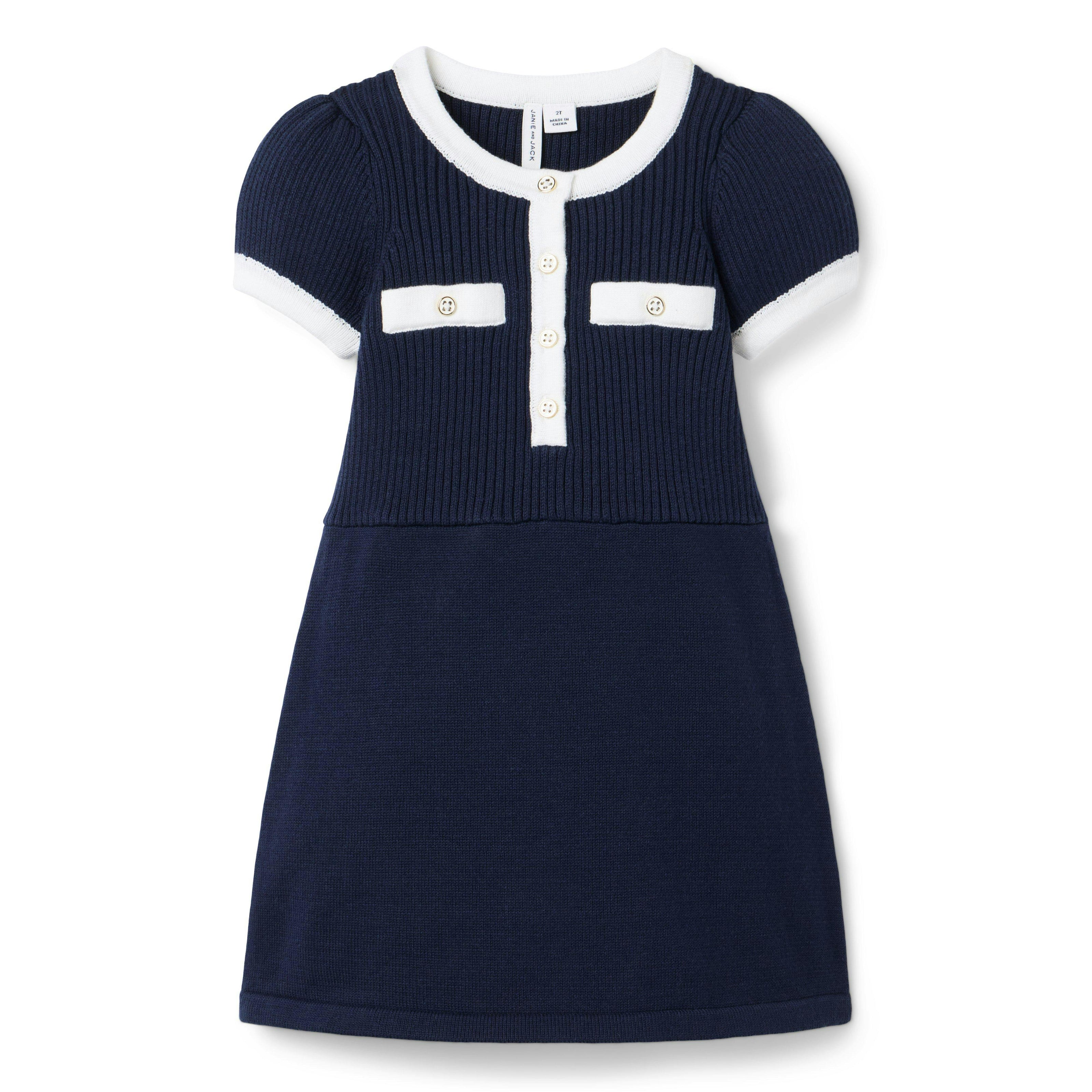 The Button Sweater Dress, navy blue