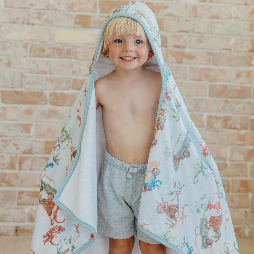Premium Big Kid Hooded Towel - Dino Explorer