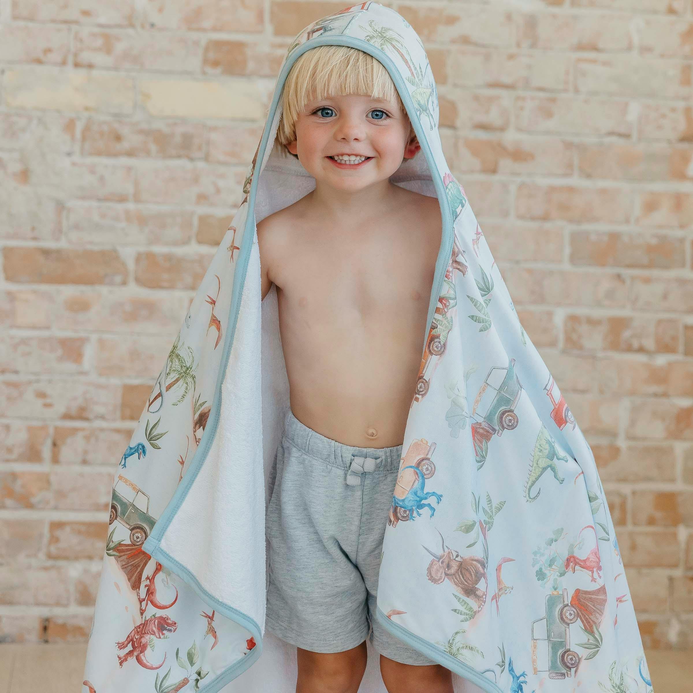 Premium Big Kid Hooded Towel - Dino Explorer