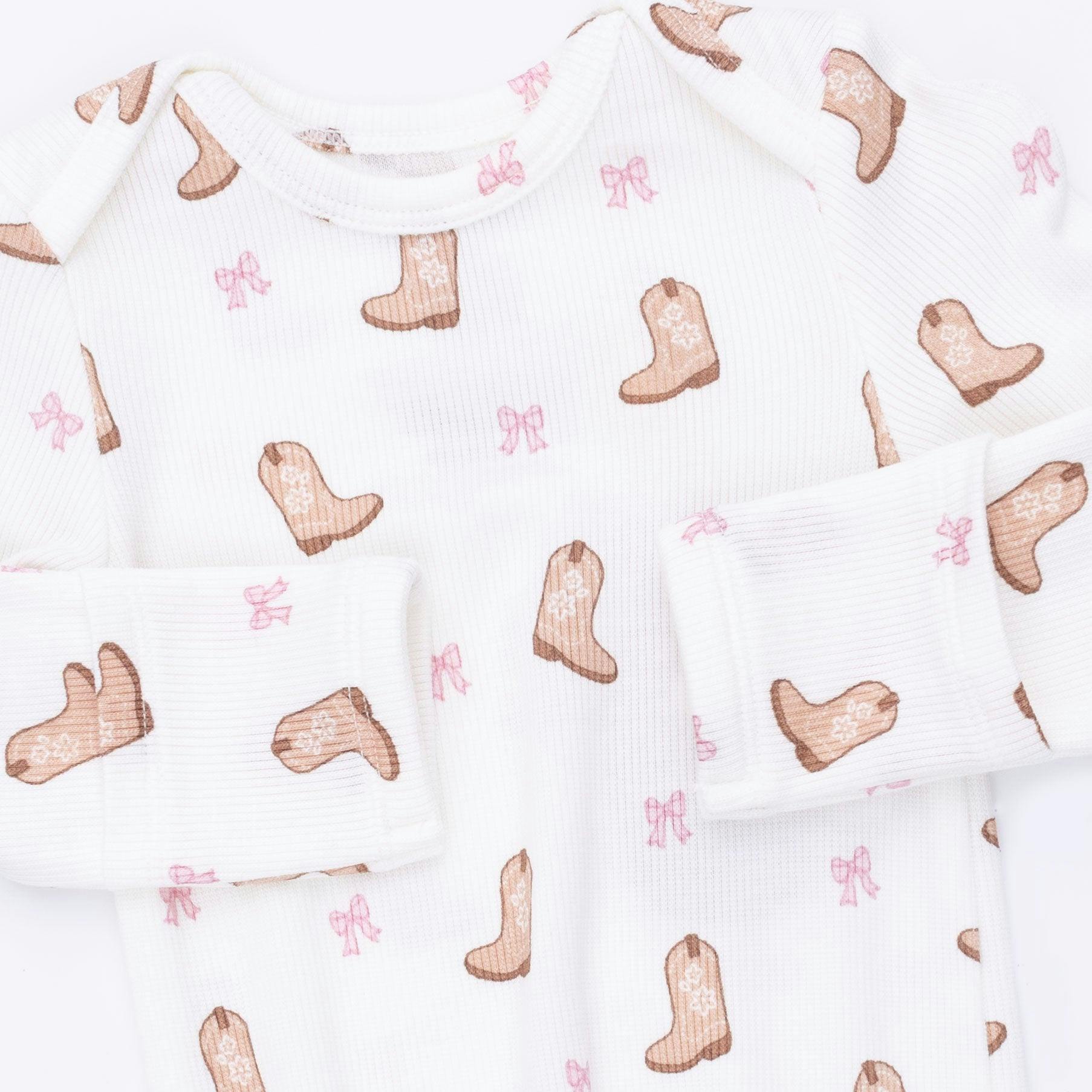 Mini Cowgirl Boots - Knotted Gown and Knot Headband
