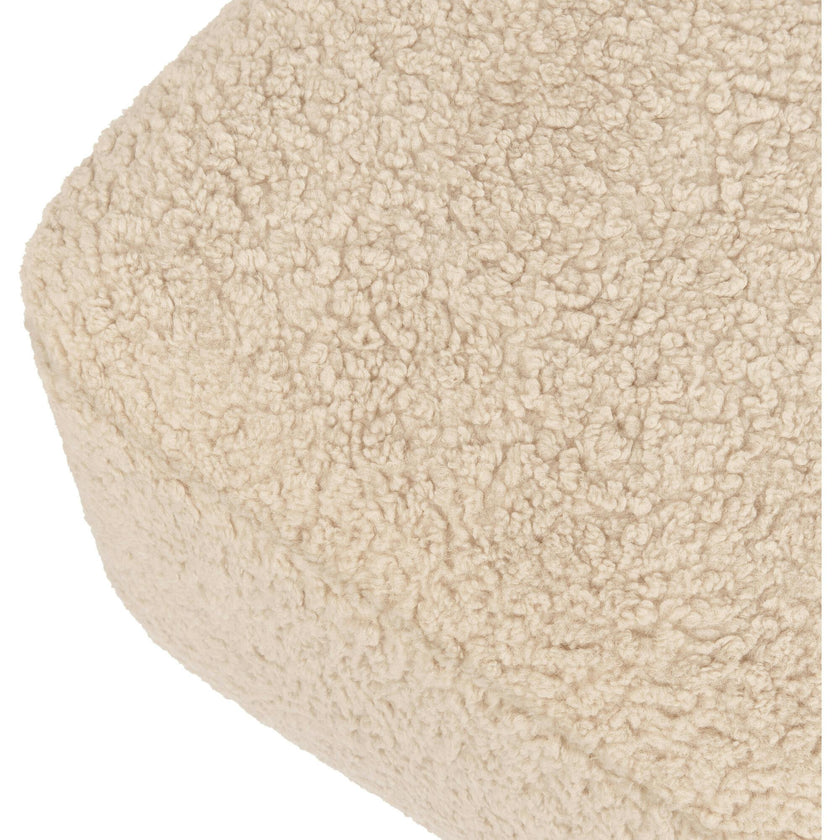 Kiwi Gliding Ottoman in Chai Shearling with Dark Wood Base