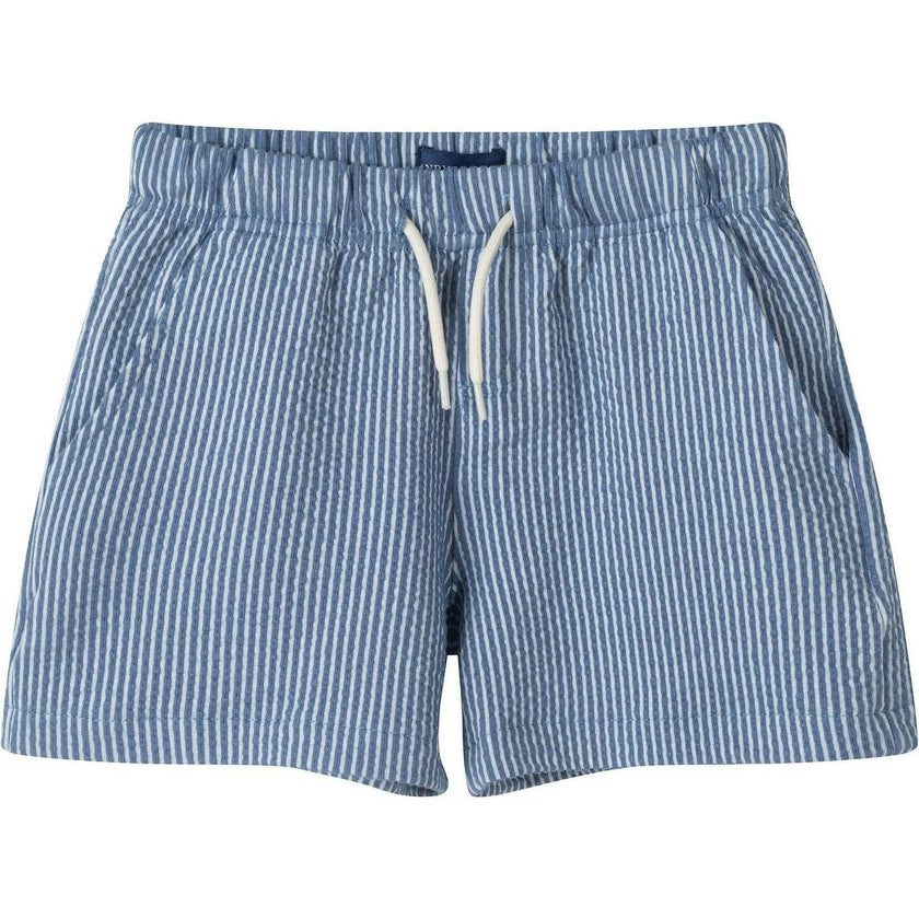 Boys Stretch Seersucker Shorts | Navy Stripe