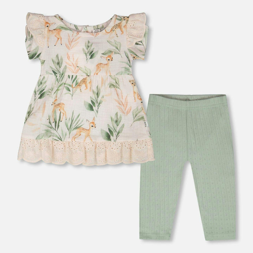 Muslin Tunic And Pointelle Leggings Set
