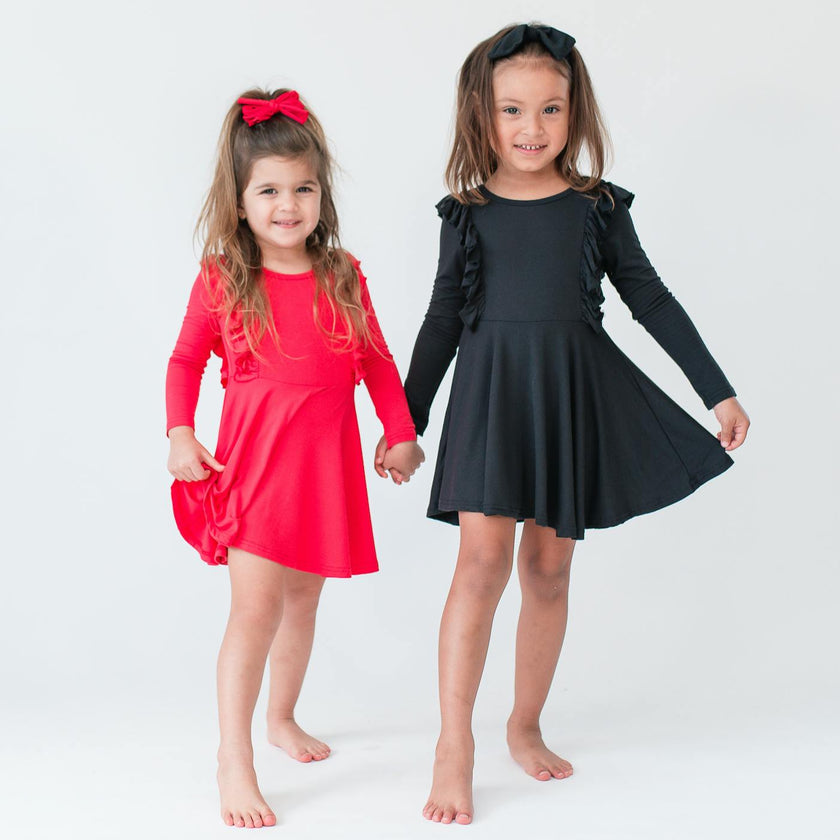 Long Sleeve Ruffle Twirl Dress