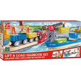 Hape: Lift & Load Harbor Set - 25 pc Land & Water Wooden Train Toy Playset