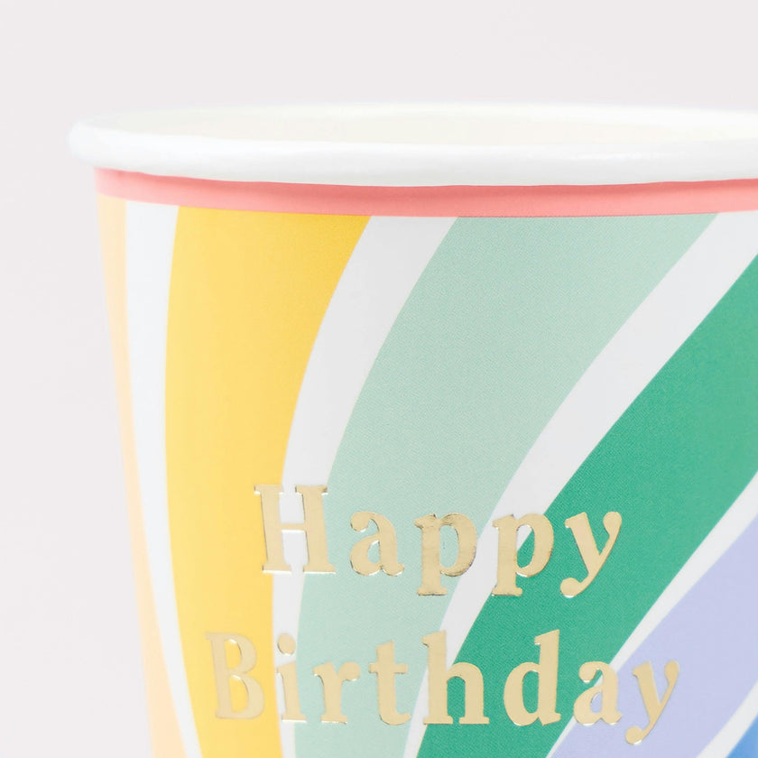 Rainbow Swirl Happy Birthday Cups