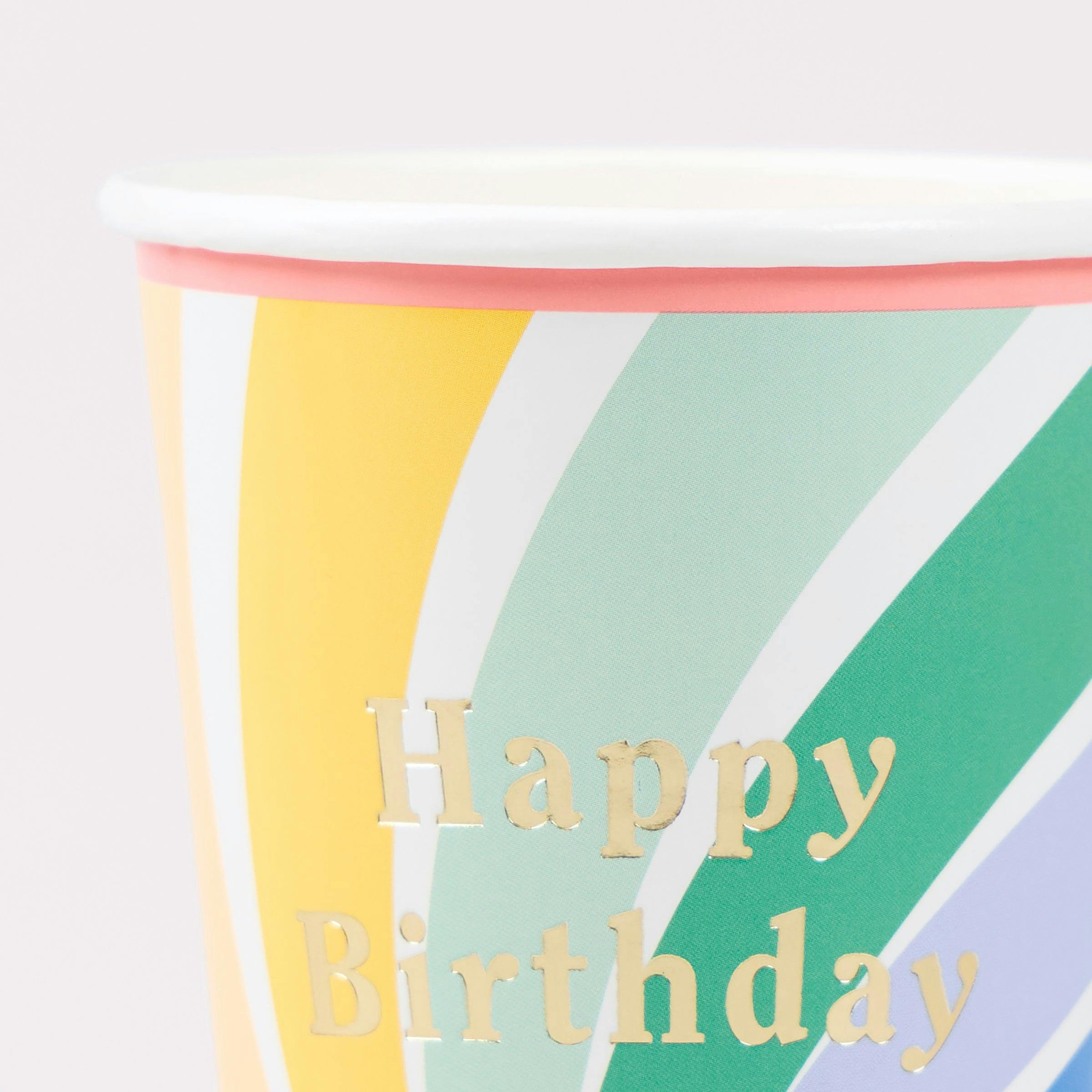 Rainbow Swirl Happy Birthday Cups