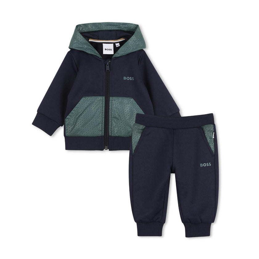Dark Navy & Green Panel Tracksuit