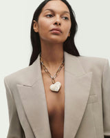 Grande Heart Pendant Necklace in White Shell