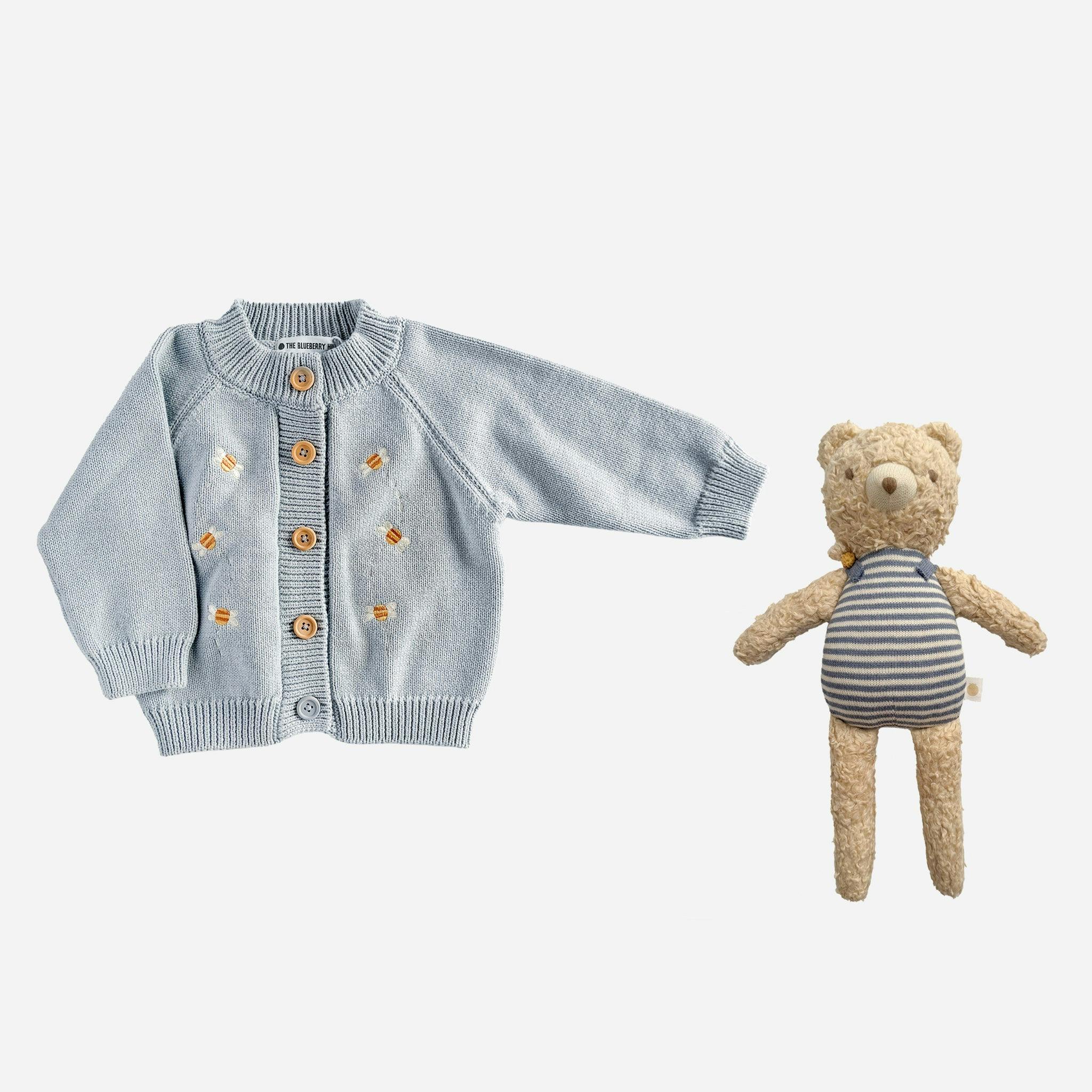 Cotton Bee Cardigan and Henry Bear Set