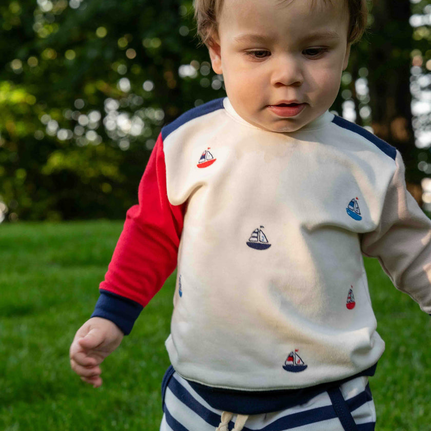 French Terry Knit Set With Saliboats
