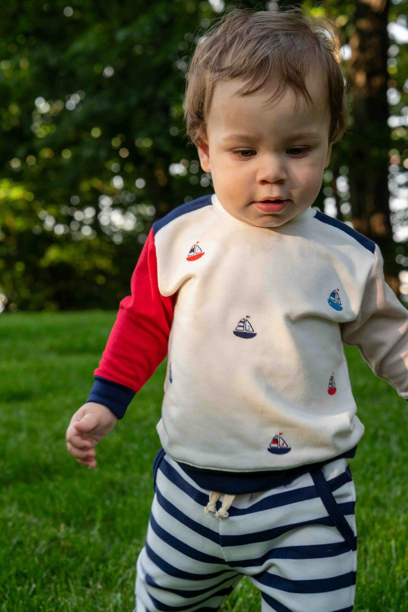 French Terry Knit Set With Saliboats