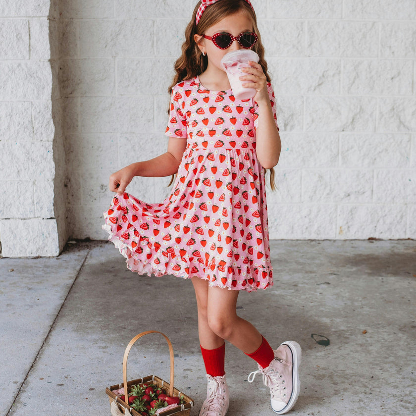 Strawberry Fields Twirl Dress, Pink