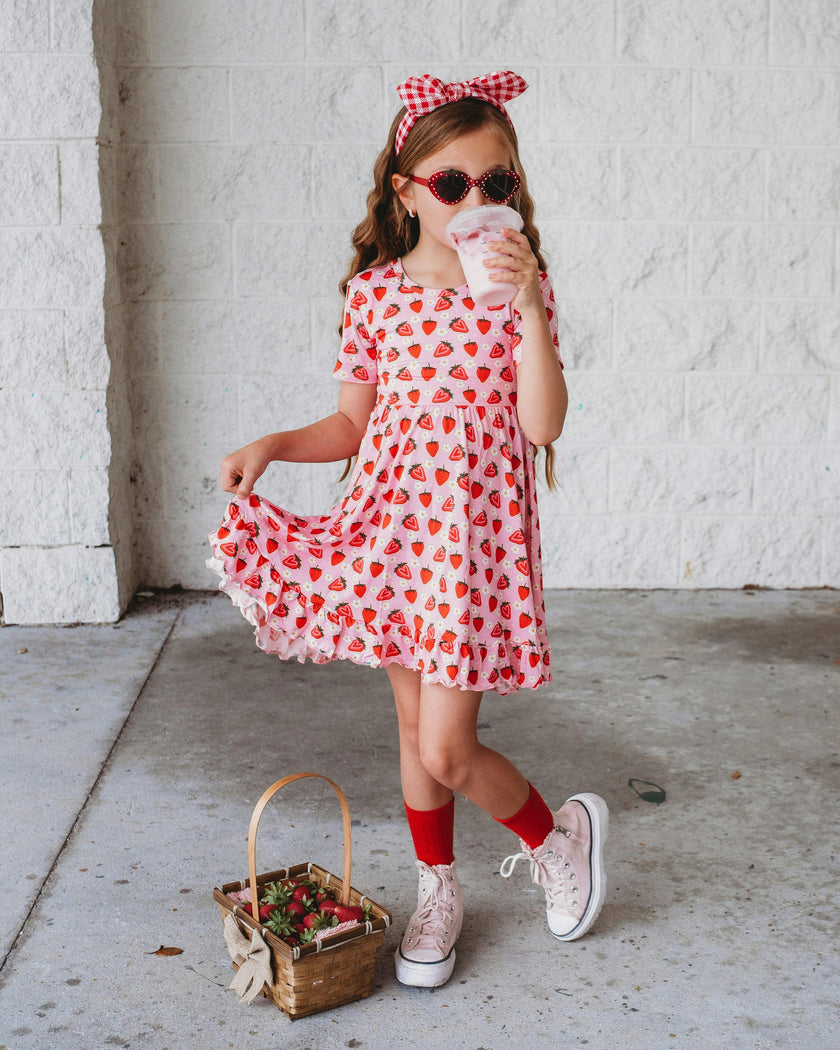 Strawberry Fields Twirl Dress, Pink