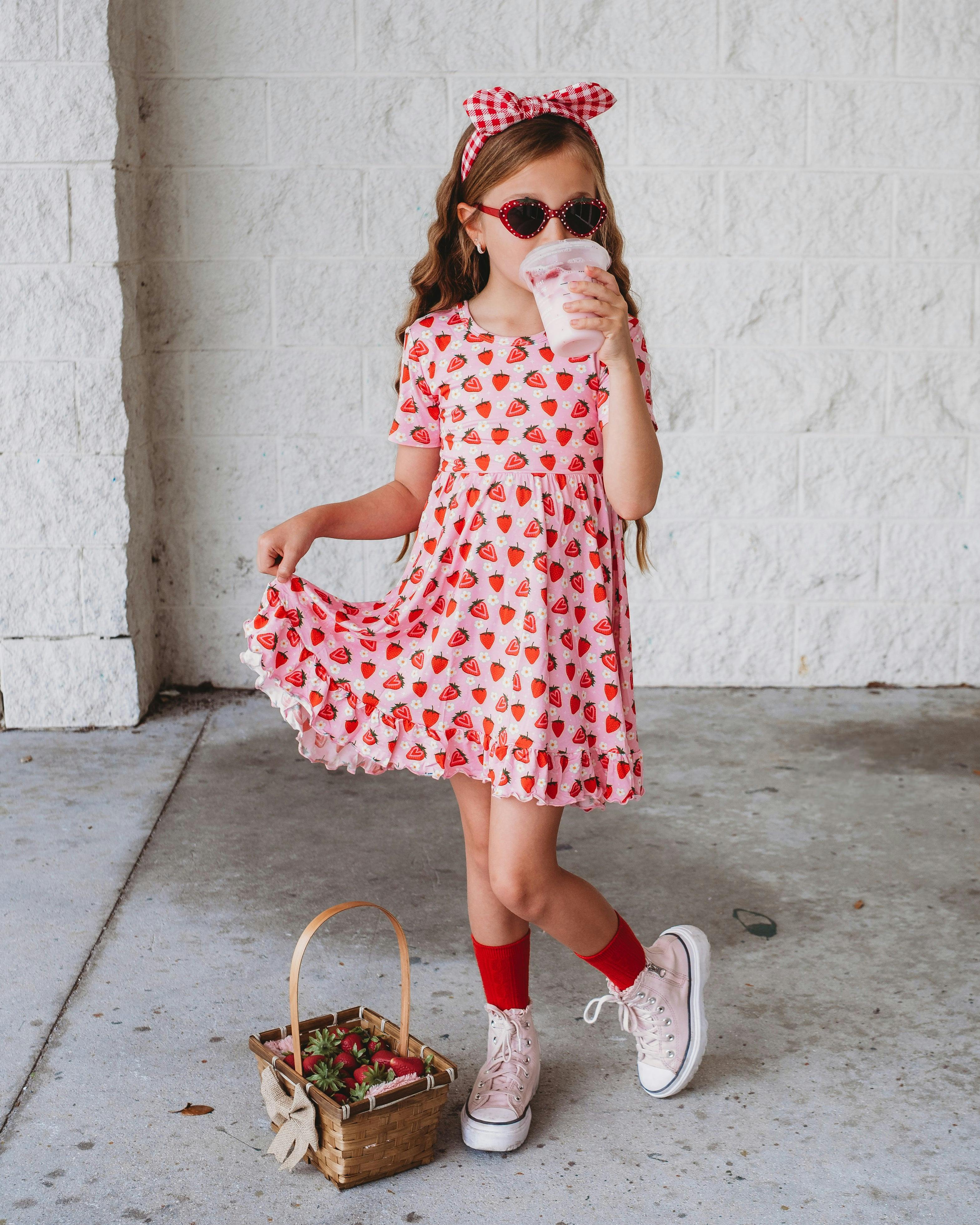 Strawberry Fields Twirl Dress, Pink