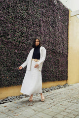 LINA BELTED SKIRT IN IVORY