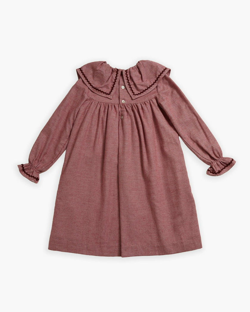 Pierrot Dress Burgundy Minicheck