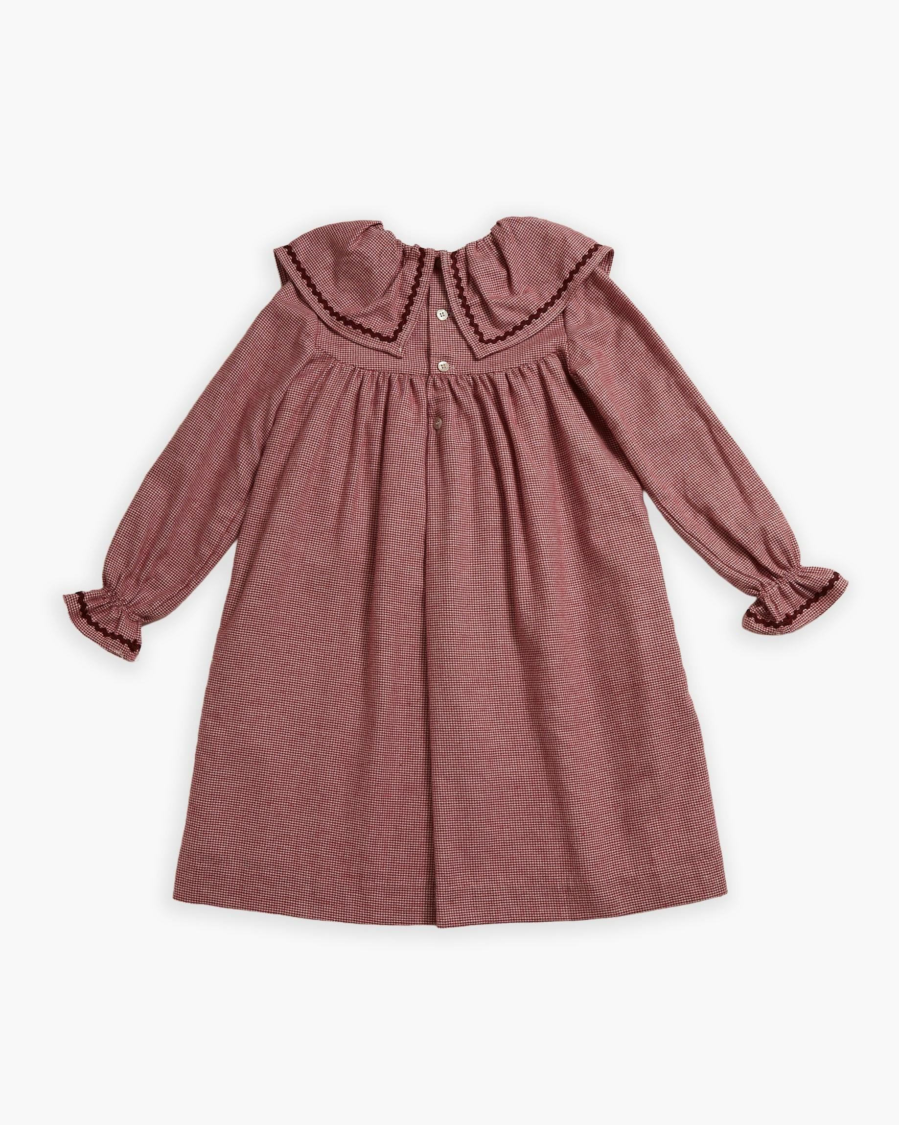 Pierrot Dress Burgundy Minicheck