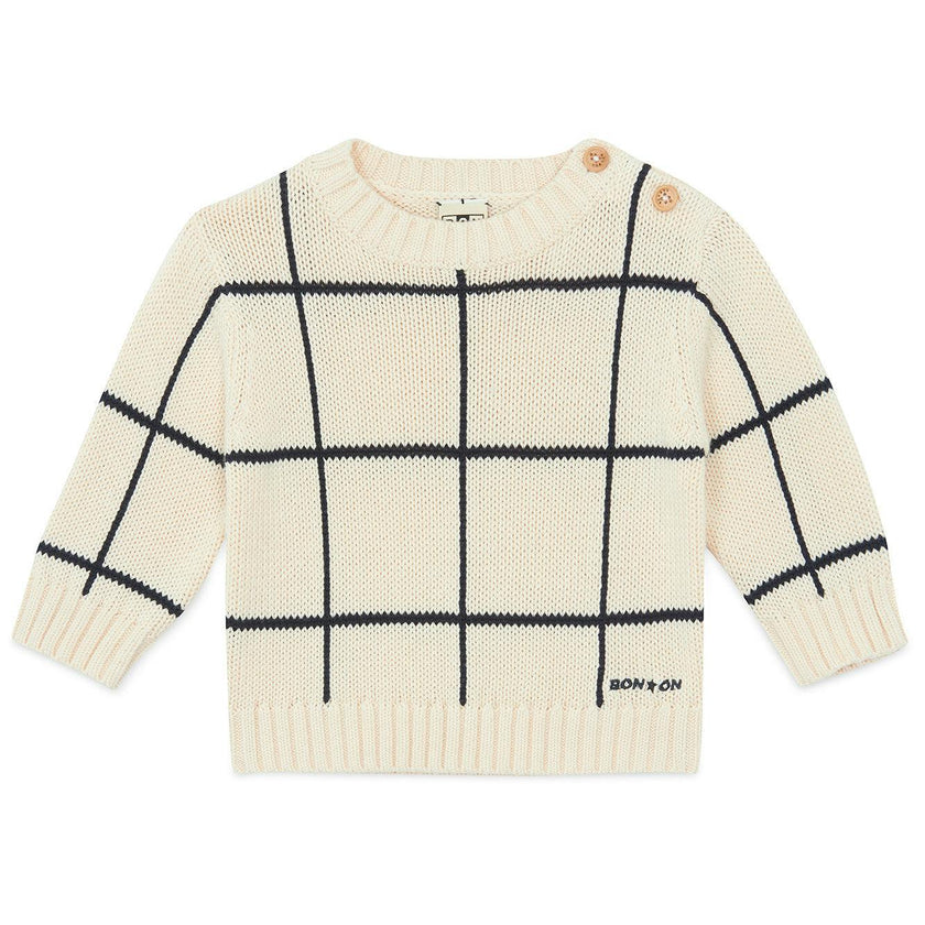 BONTON Windowpane Misty Baby Sweater