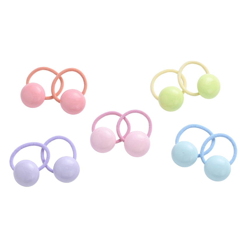 Button & Flower Hair Tie Set