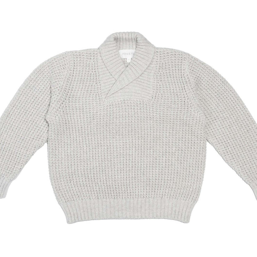 Shawl Waffle Knit Jumper | Grey
