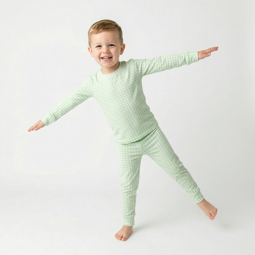Pistachio Gingham Bamboo Toddler Pajama Set