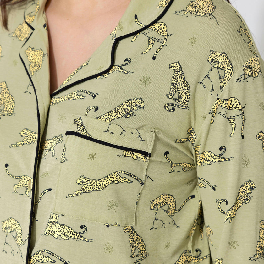 Sage & Spots Leopard Bamboo Women's Pajama Set