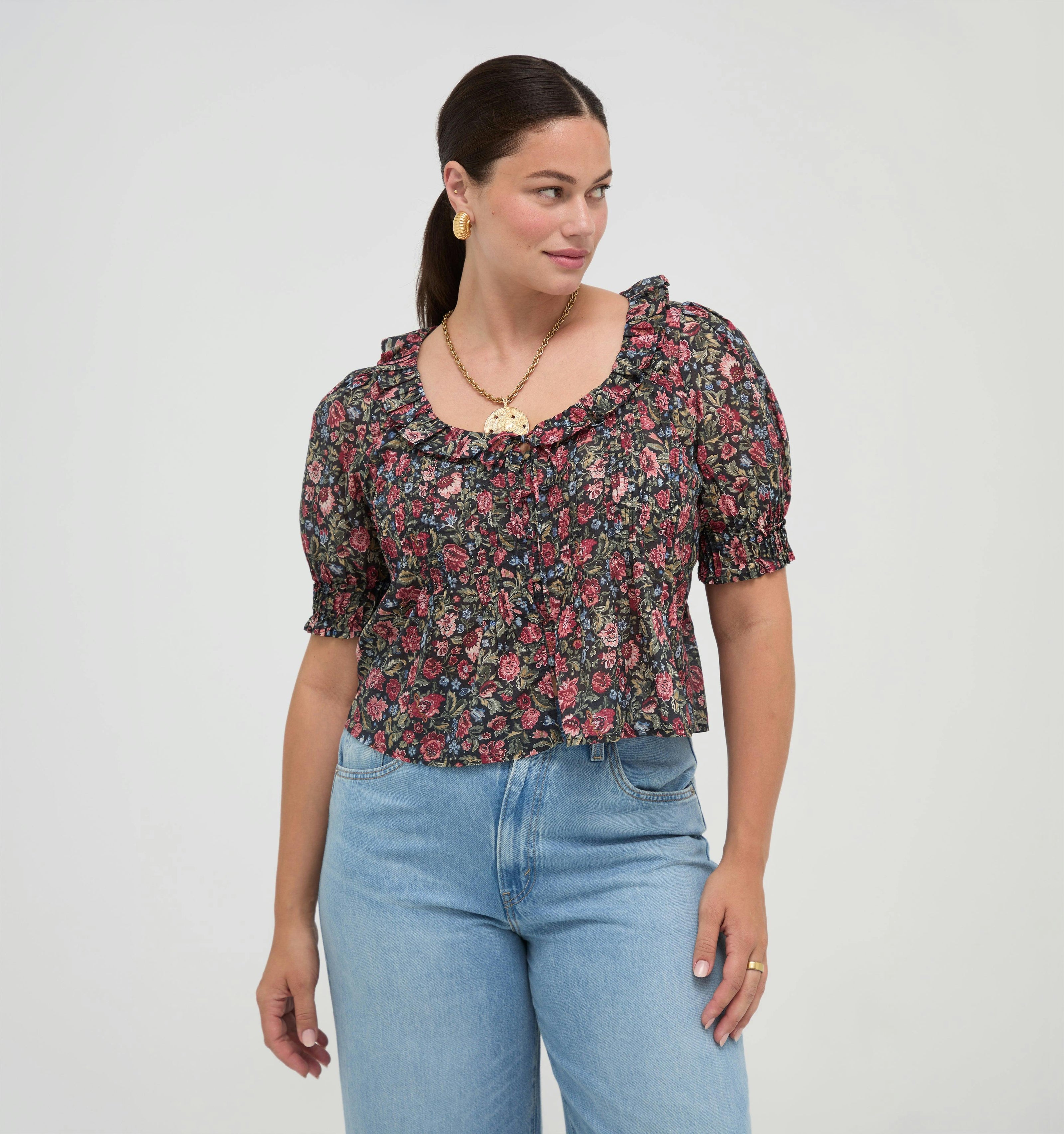 The Camri Top -  Jacobean Sprig