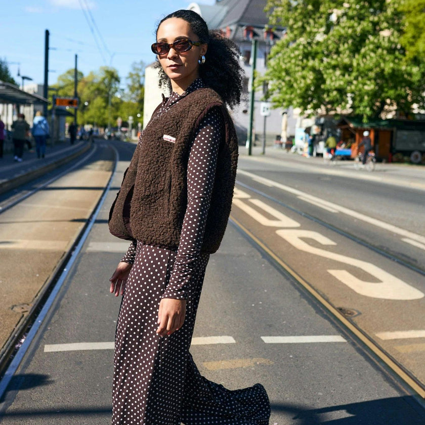 women's palazzo pants - choco dots