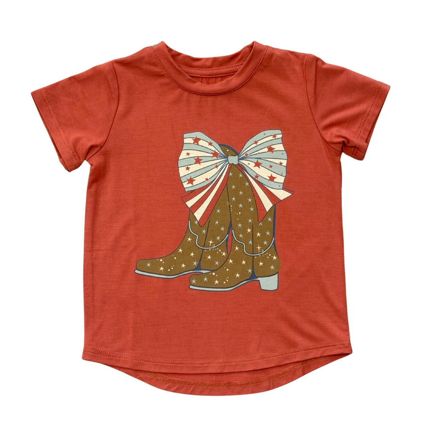 Girl's Short Sleeve Tee in Cowgirl Boots