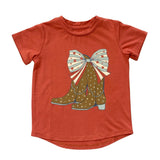 Girl's Short Sleeve Tee in Cowgirl Boots