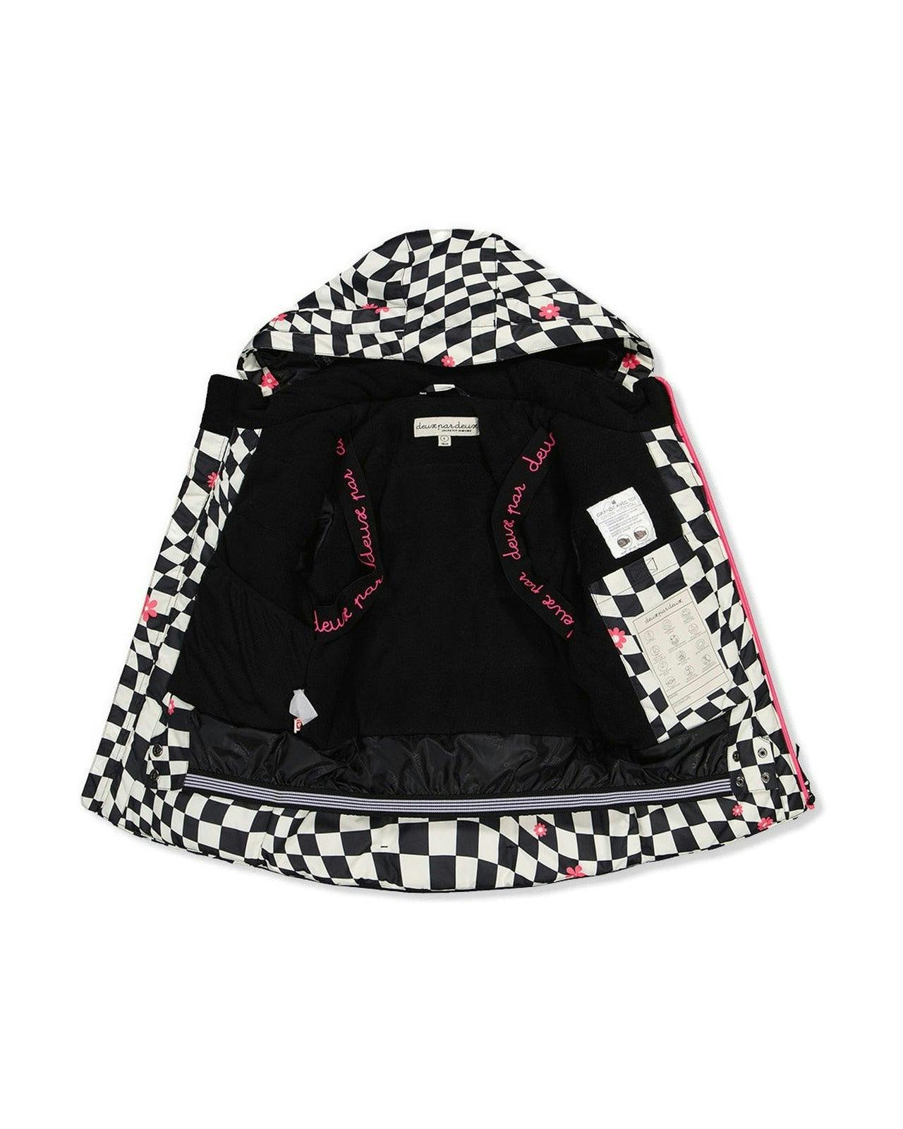 Two Piece Teknik Snowsuit White And Bright Pink Checkered Print