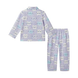 Girls Buttondown Pajama Set | Kitty Cats - Purple