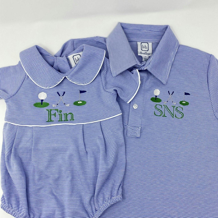 Griffin Boys' Pima Cotton Polo Golf Shirt Blue Stripes